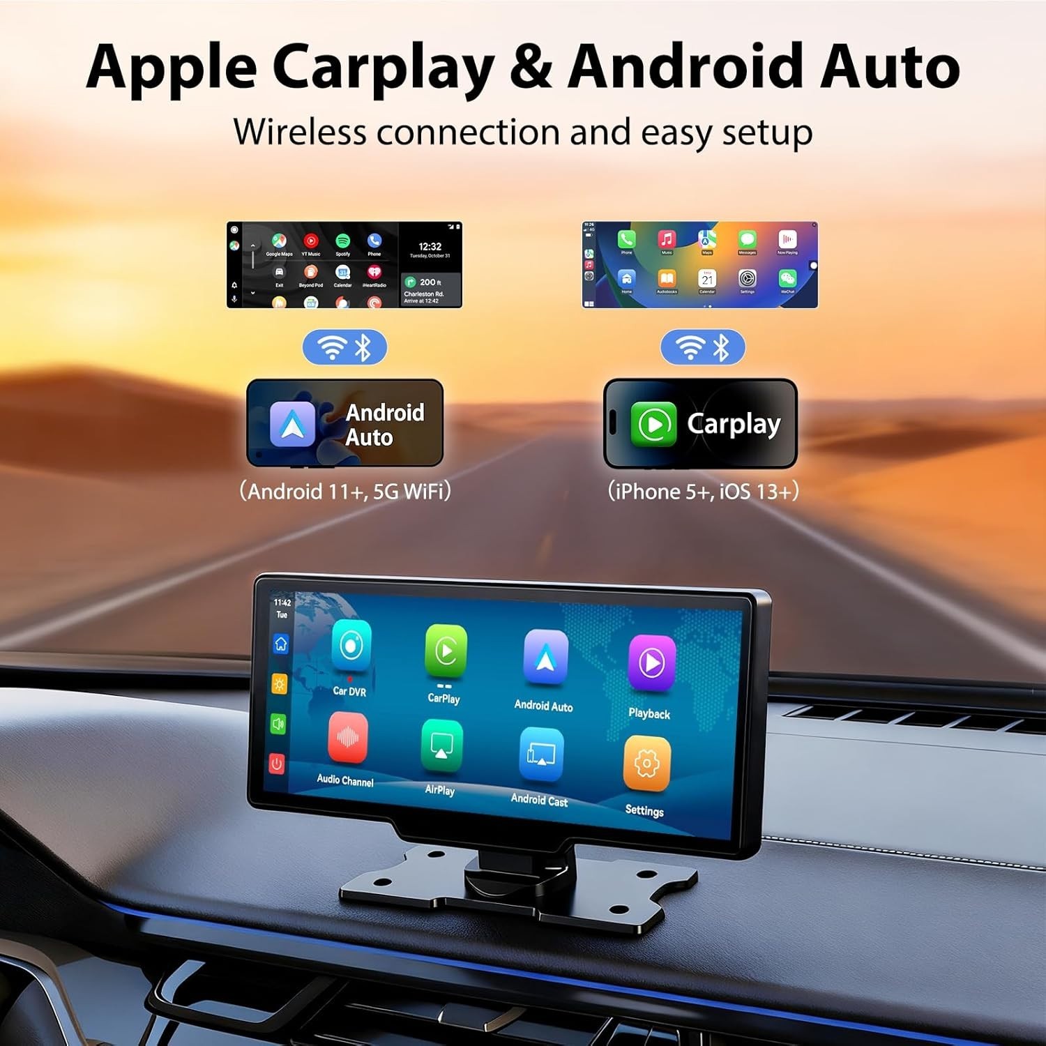 Wireless Portable Carplay Screen for Car – 10.26Inch Carplay & Android Auto Car