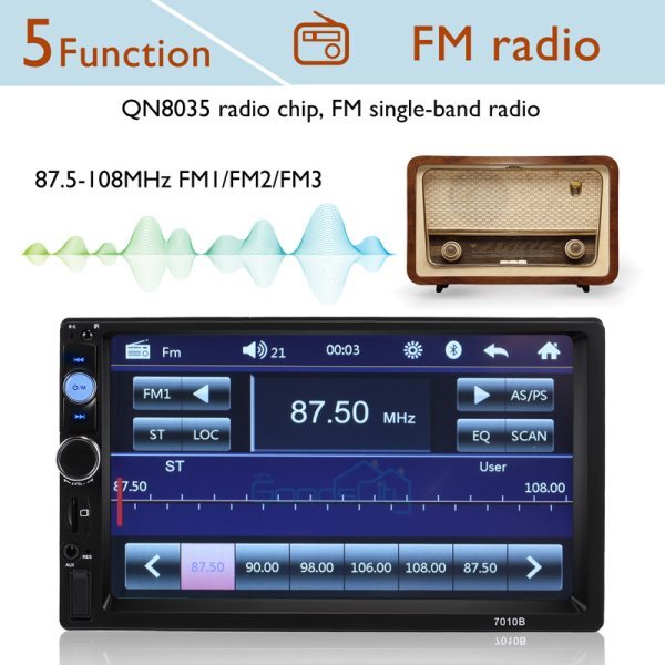 7″ Radio Estereo De Pantalla Para Coche Carro GPS Tactil Doble Din Bluetooth NEW