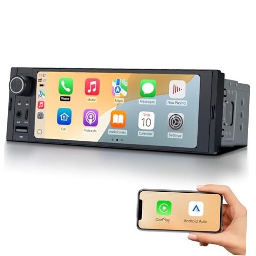 6.36″ Single DIN Car Radio Stereo, Linux System HD IPS Touchscreen with