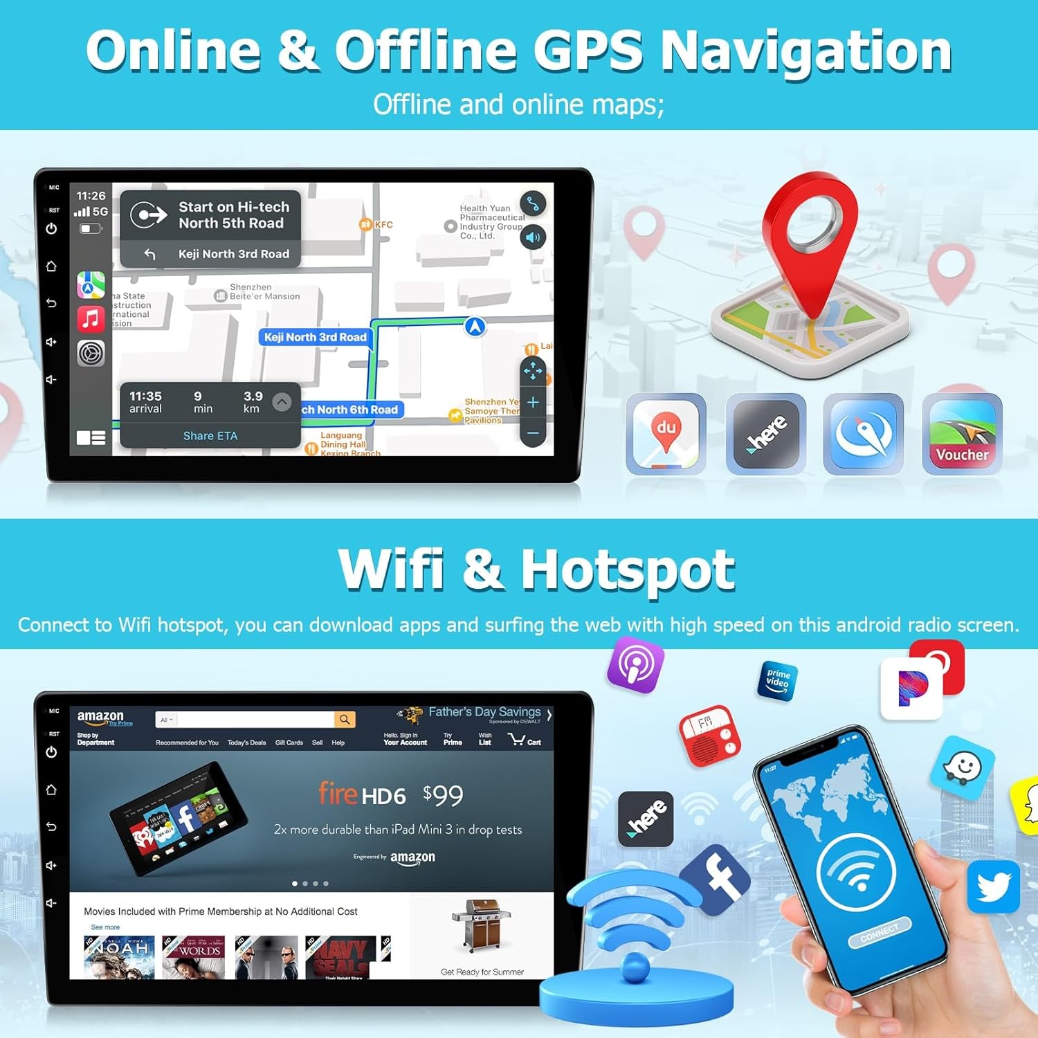Car Radio for Toyota Camry 2006 2007 2008 2009 2010 2011 with Wireless…