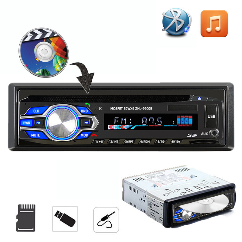 Single 1 Din FM Compatible with DVD DIVX MPEG4 VCD CD Car Radio USB Bluetooth