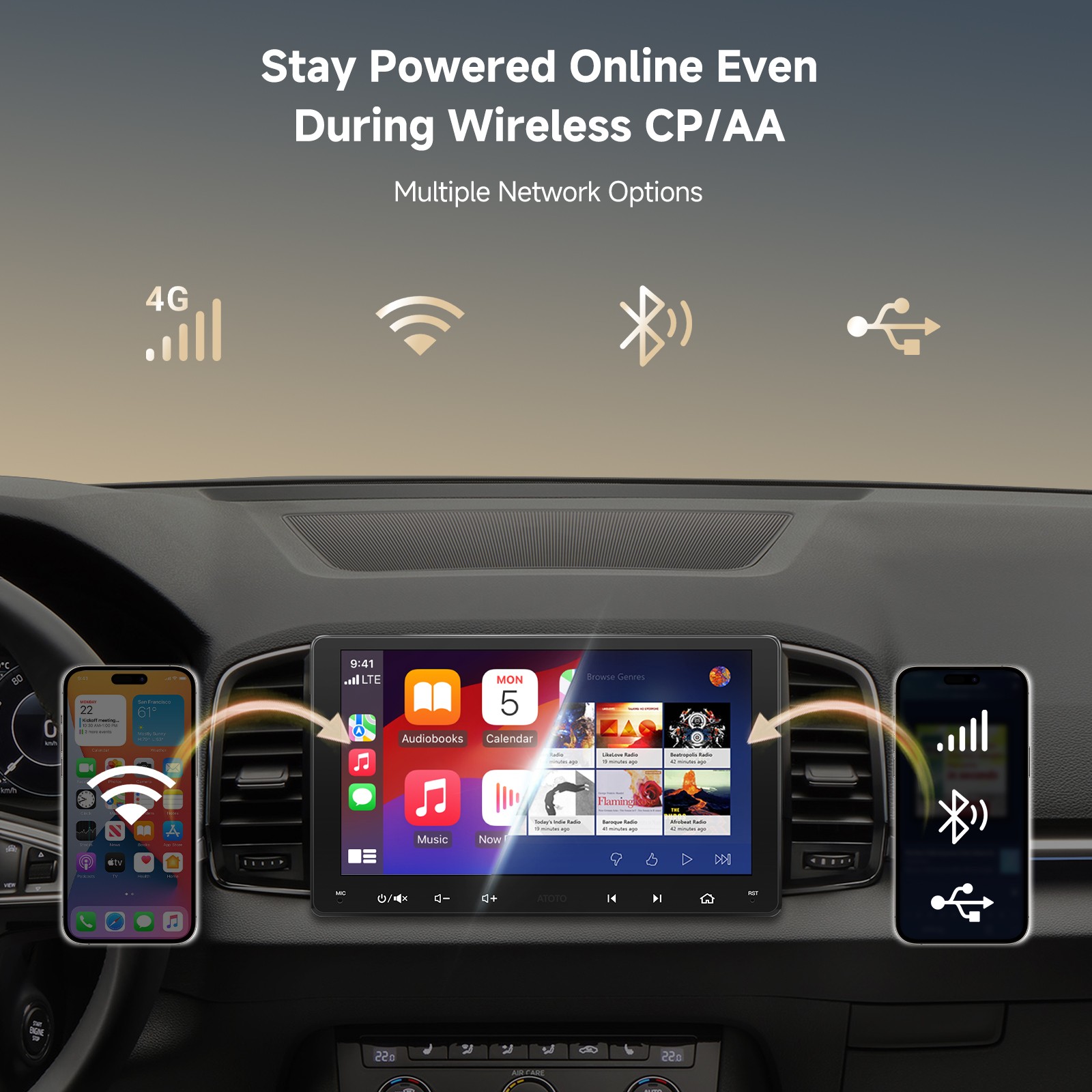 ATOTO S8 MS 9″ Android Double Din ChatGPT Car Stereo GPS QLED Touchscreen 4G+32G