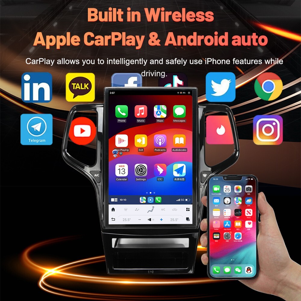 Android 13 Car Radio For Jeep Grand Cherokee 2014+ Black Carplay GPS Navi Screen