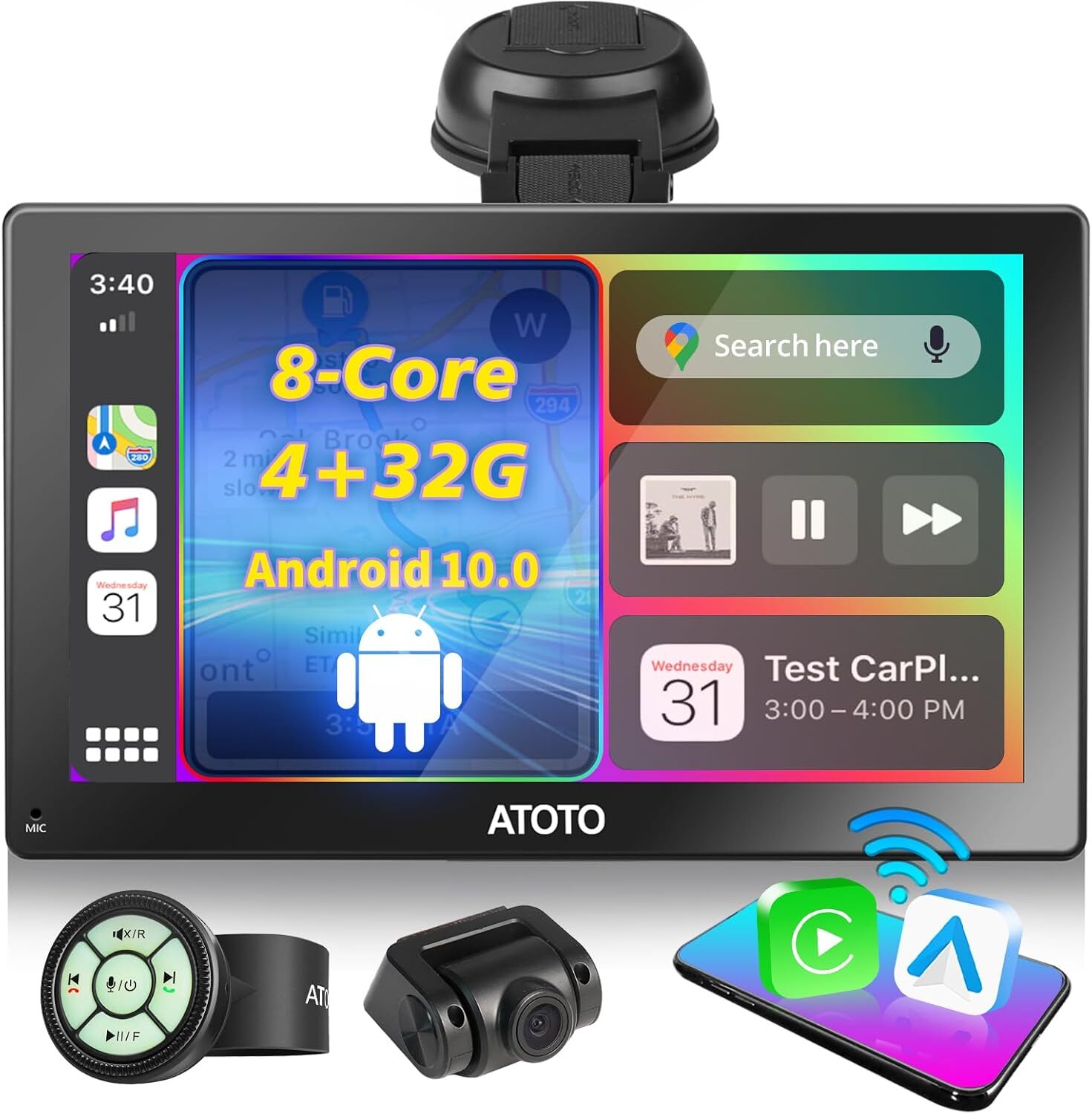 ATOTO P9 9″ Android Digital Media Receivers Portable Car Stereo w/ Dash Camera