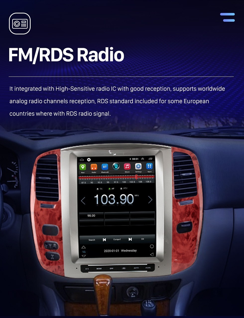 12.1” Car Radio Stereo Carplay GPS Navi 32G For Toyota Land Cruiser Lexus LX470