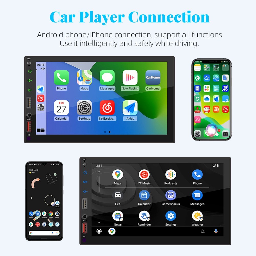 7″ Double 2 DIN Car MP5 Player Bluetooth Touch Screen Stereo Radio With Camera