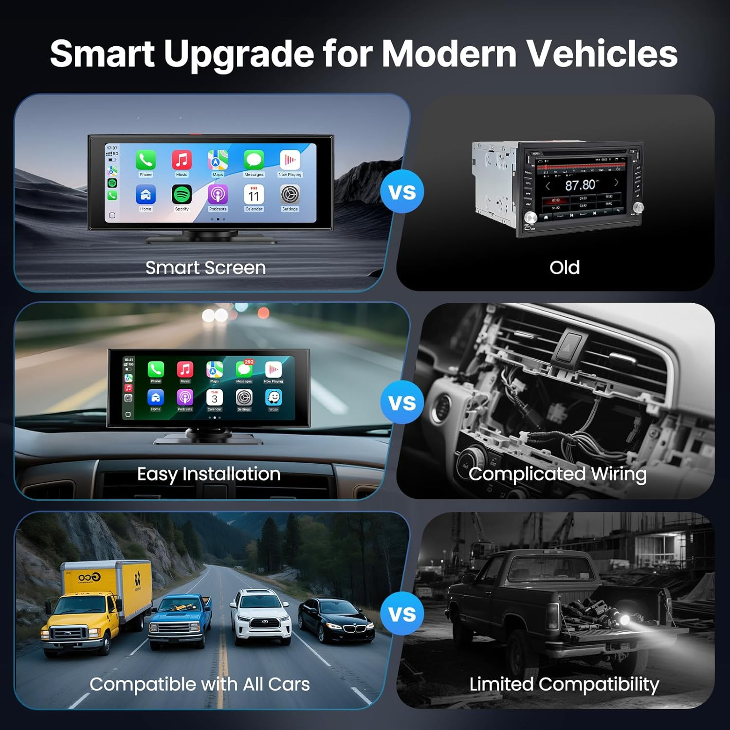 10.26” Wireless Car Play & Android Auto Touchscreen Monitor with Bluetooth