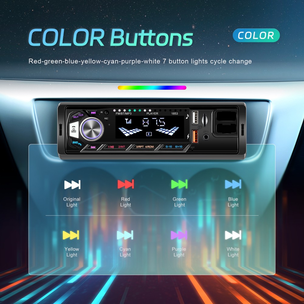 Single 1DIN Car Radio Stereo Bluetooth FM USB AUX Audio In-dash w/ Phone Holder