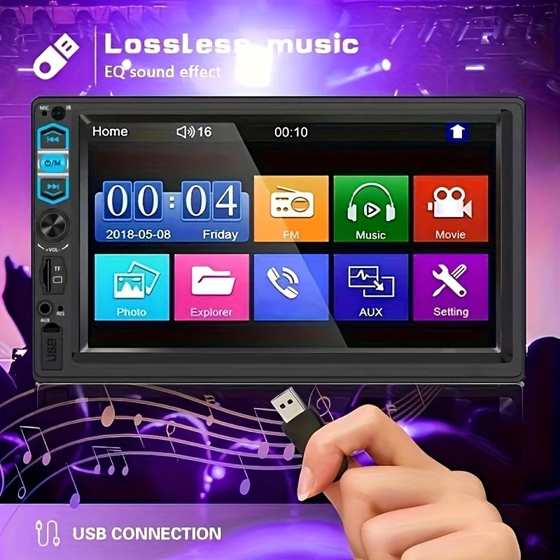 Double Din Apple Carplay Android Auto Car Stereo Radio Bluetooth 7″ Touch Screen