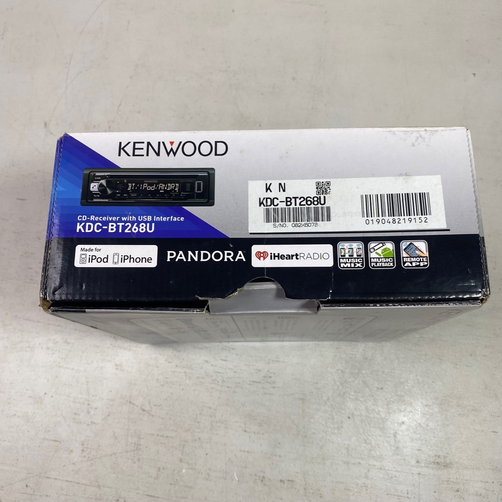 Kenwood KDC-BT268U Car CD Receiver Bluetooth USB Pandora iHeartRadio Single DIN