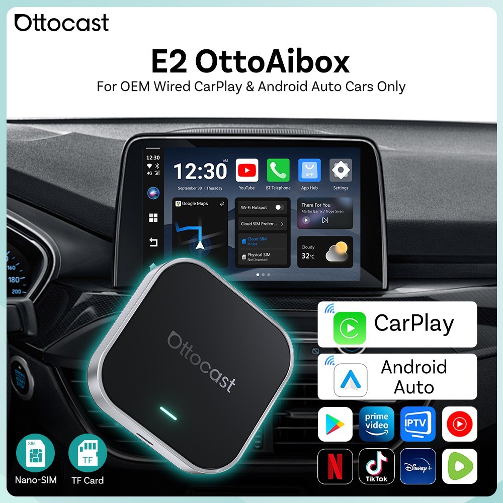 E2 Android 13 Car AI Box Wireless CarPlay Android Auto OttoDrive 2.5 Plug & Play