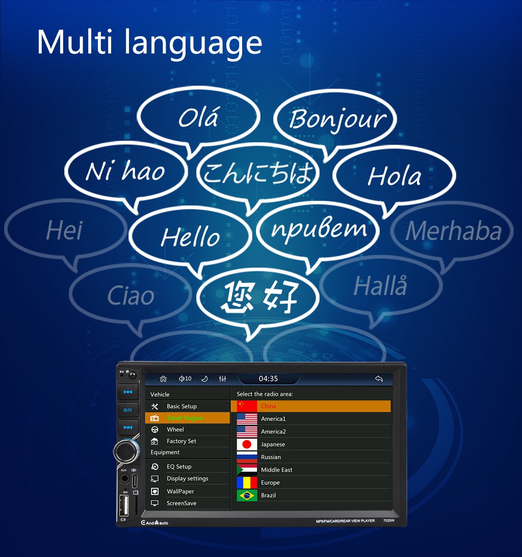 7 Inches Double 2 Din Car Stereo Radio Wireless Carplay Type-C Backup Camera&MIC
