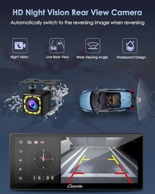 Double Din Car Stereo with Wireless CarPlay Android Auto Car Radio 10.3″