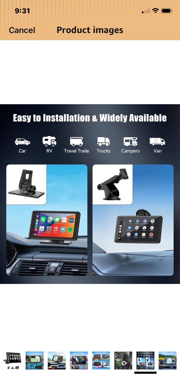 8” Wireless Portable CarPlay & Android Auto Screen with Backup Camera NEW!!!