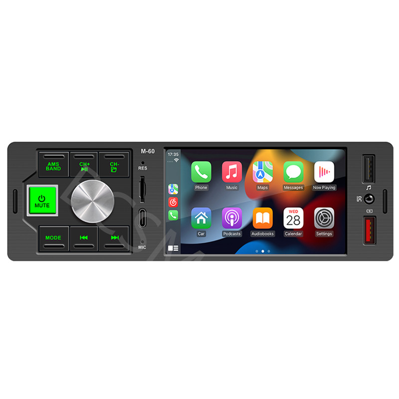 4.1in Car Stereo Touch Screen Single Din Radio Bluetooth AUX Colorful Lighting