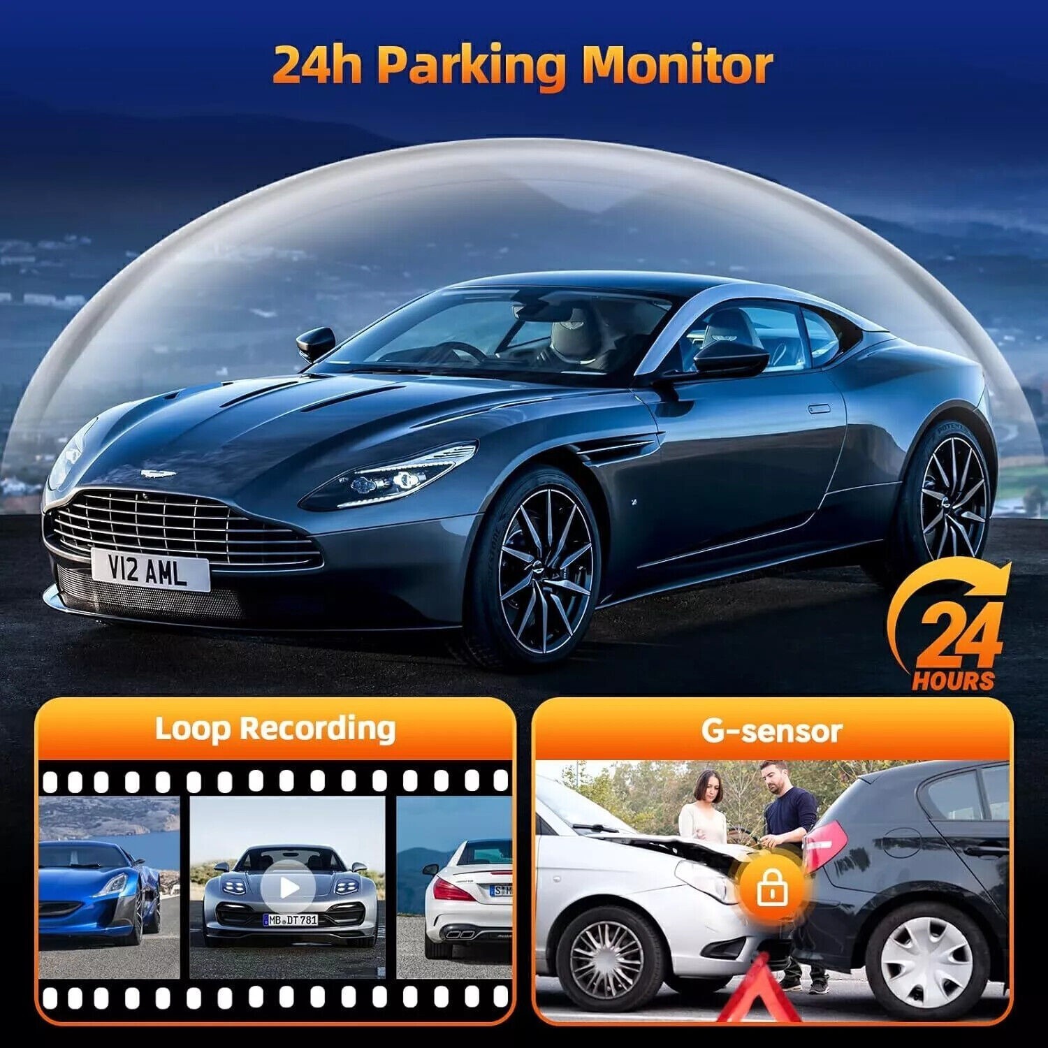 9″Car Stereo Radio 4K Dash Cam Wireless Apple Carplay&Android Auto+1080P Camera