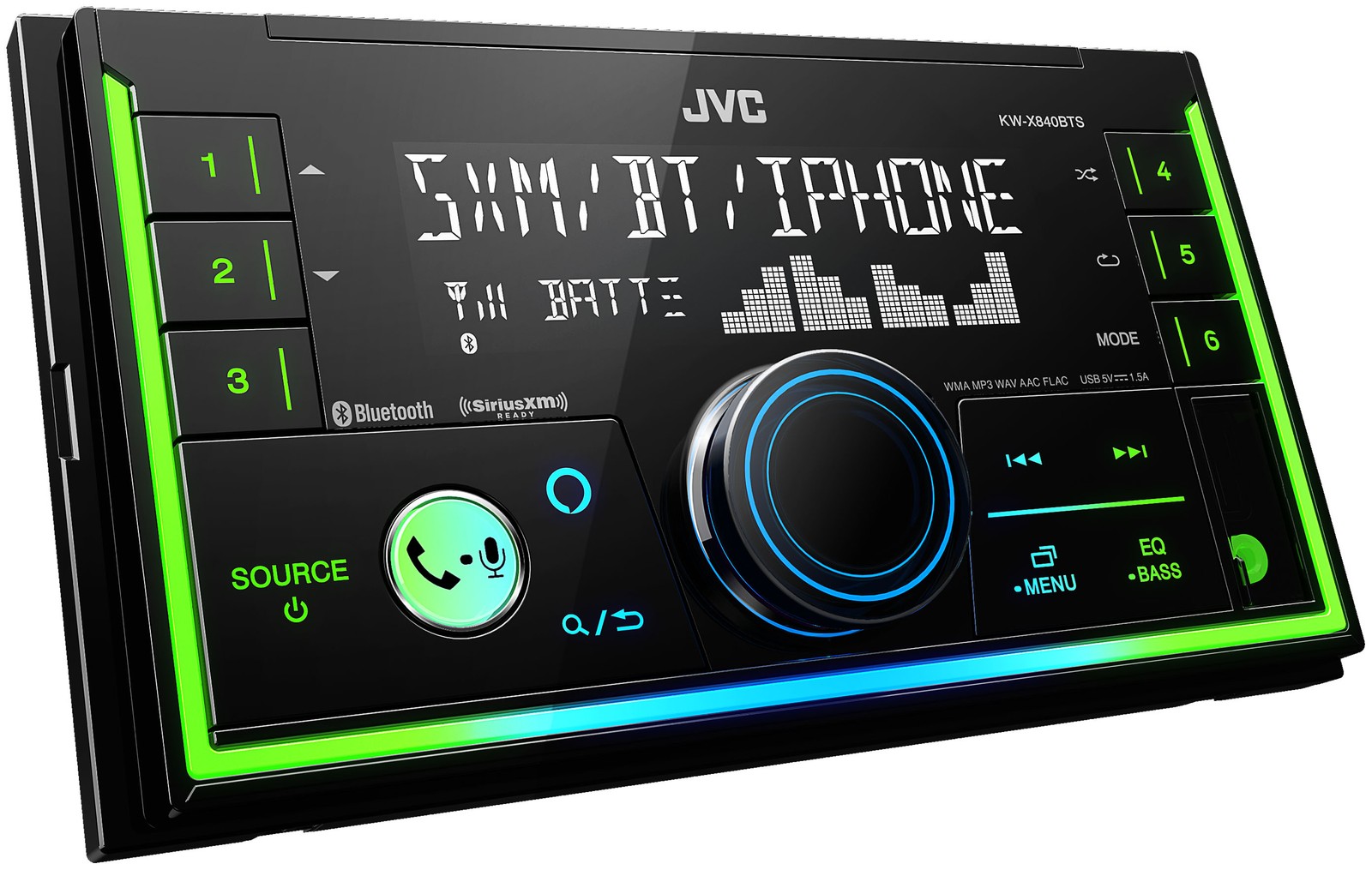 JVC KW-X840BTS 2 DIN Digital Media Receiver Bluetooth USB SiriusXM Amazon Alexa