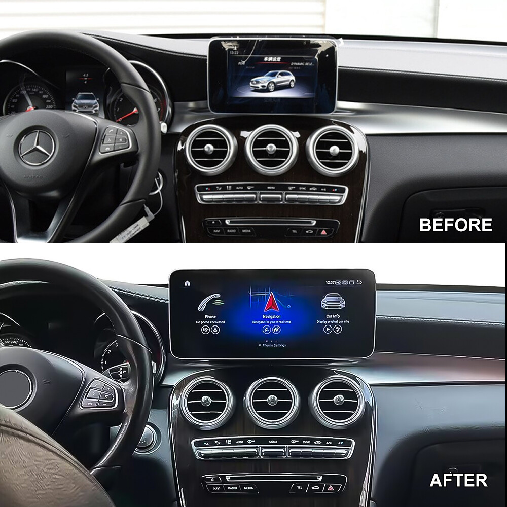 12.3inch Android13 Screen Upgrade CarPlay Mercedes Benz C GLC V W205 X253 NTG6.0