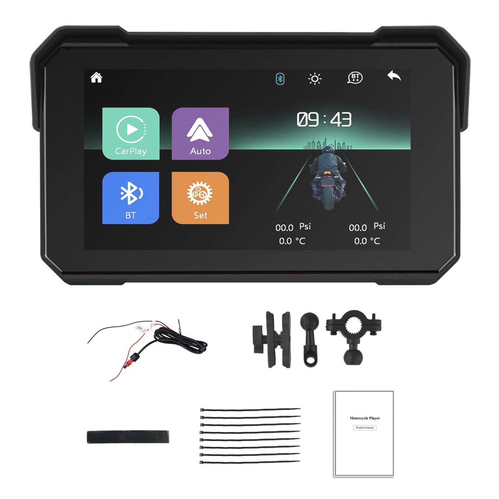 5-inch Wireless CarPlay Android Auto Navigation Sunproof for Motorcycles