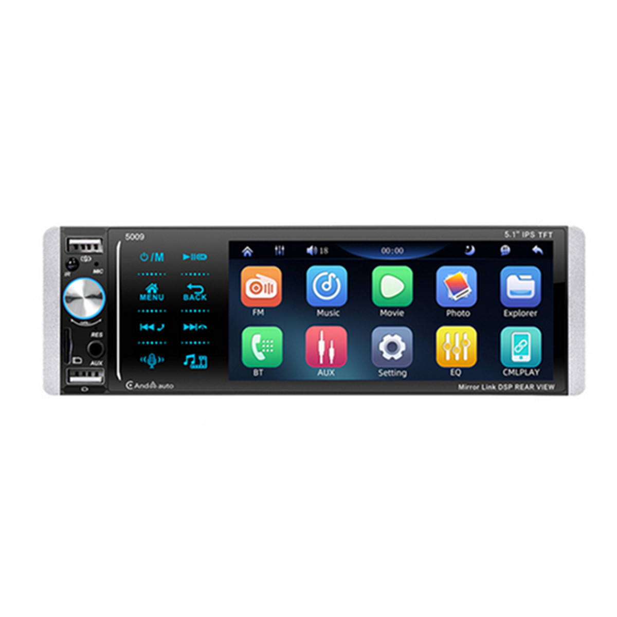 1Din Car Radio 5.1in MP5 Player AM/FM Digital Media Stereo Receiver Mirror Link