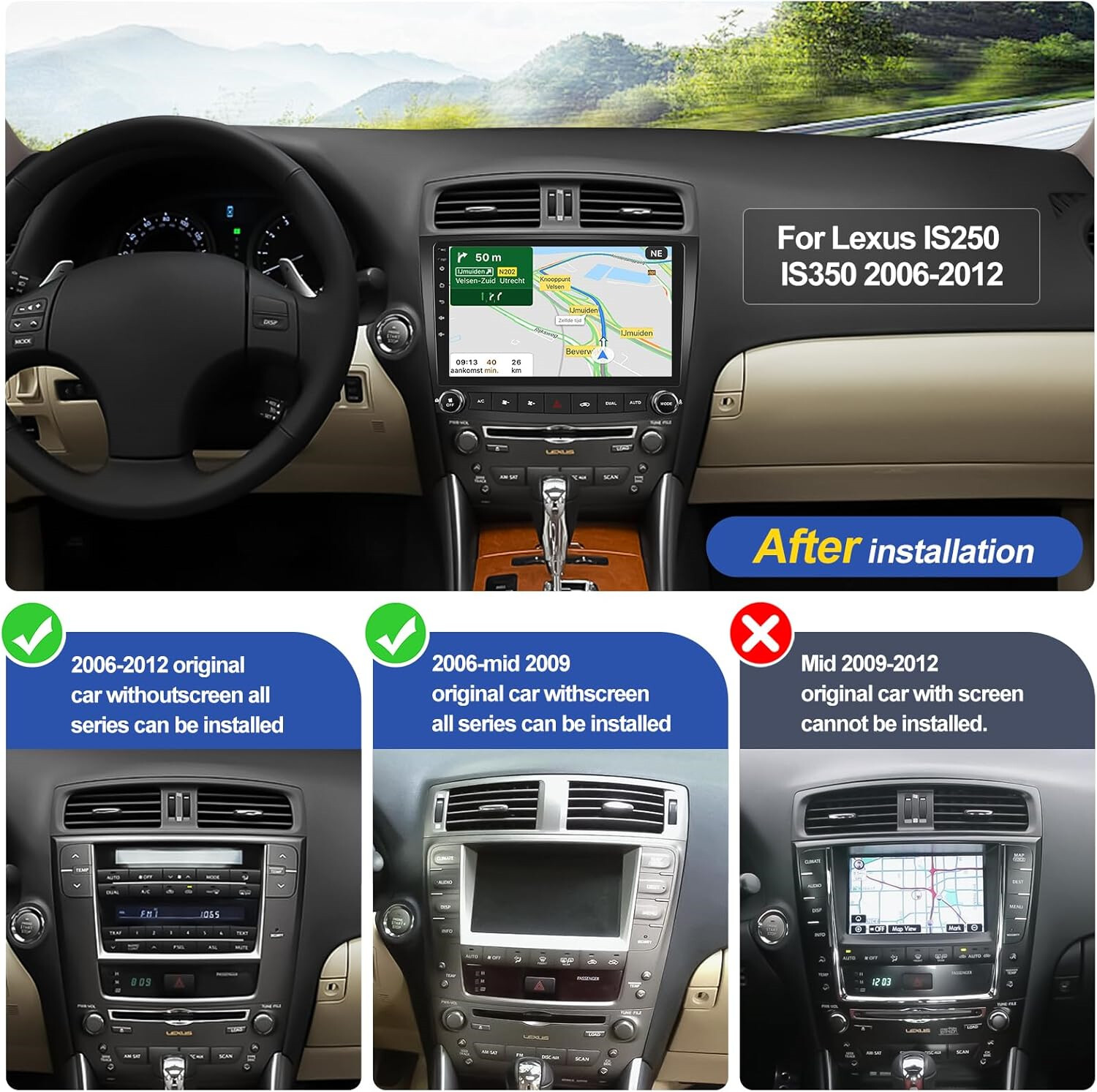 For Lexus IS250 IS350 2006-2012 Android 13 Apple CarPlay Car Stereo Radio GPS BT