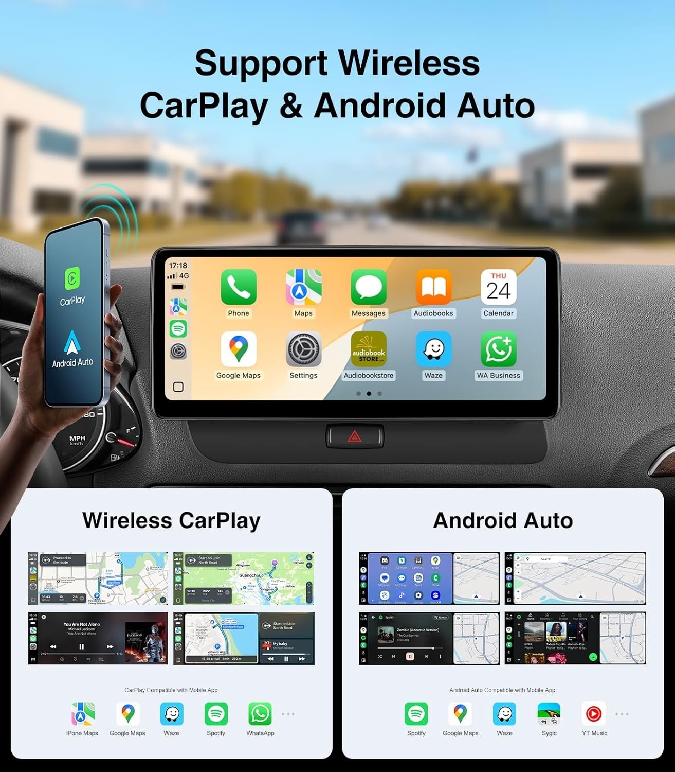 12.3″ Android Car Stereo Radio Apple Carplay GPS BT 8+128G For Audi Q5 2009-2017