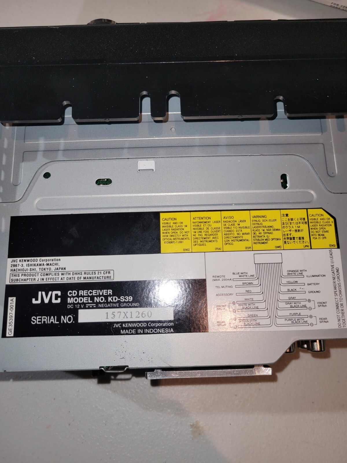 JVC KD-S39 CD Receiver Car Stereo Deck New w/ Harness Original BOX With Remote