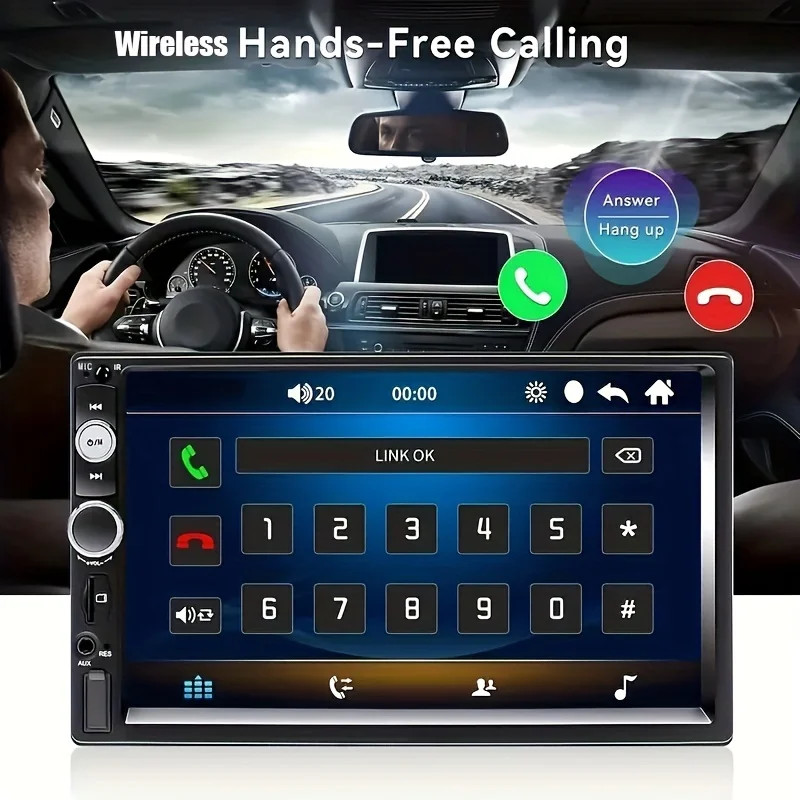 7″ Double 2 DIN Car MP5 Player Bluetooth Touch Screen FM Stereo Radio + Camera;