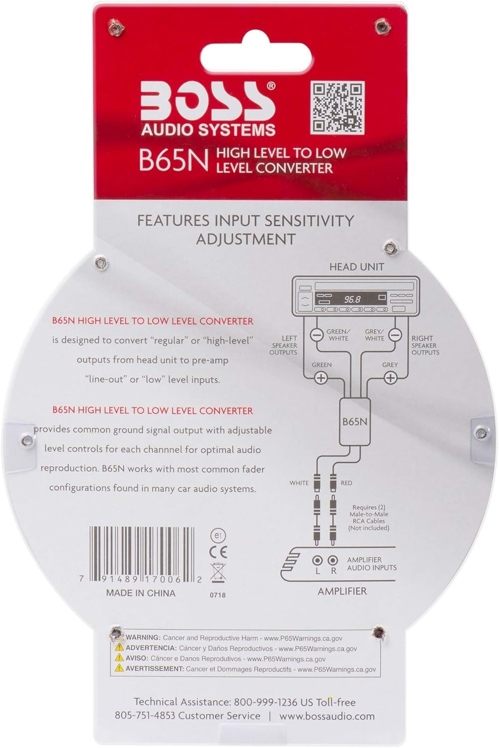 Compact High Level to RCA Adapter for Car Audio with Metal and Plastic Design