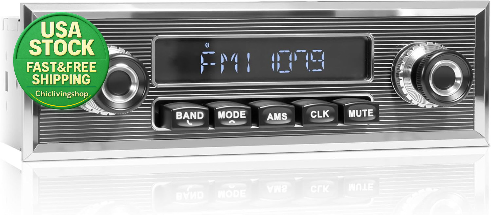 Bluetooth Retro Radio Single Din Vintage Stereo AM FM USB AUX Subwoofer RCA