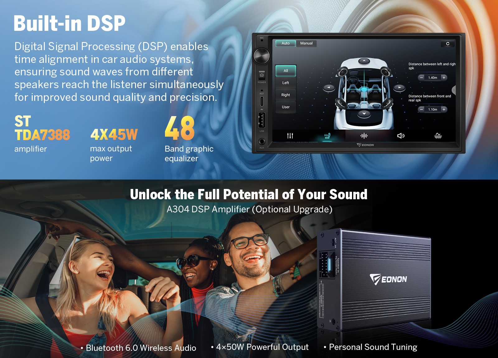 7″ IPS Car Stereo Android Auto 14 4+64 Wireless CarPlay GPS Double DIN Radio DSP