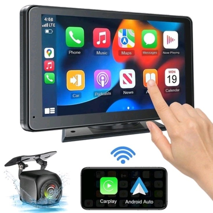 Portable 7″ Wireless Apple CarPlay Screen for Cars,Android Auto,Car Radio Stereo