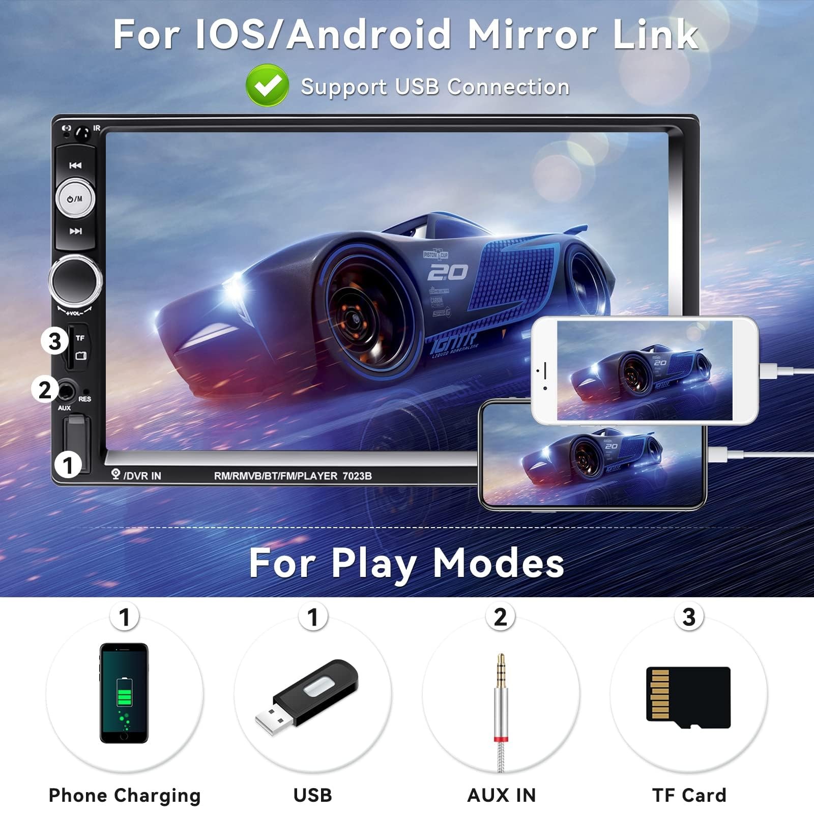 Estereo De Pantalla De Siete Pulgadas Với Camara De Reversa Y Control Pro