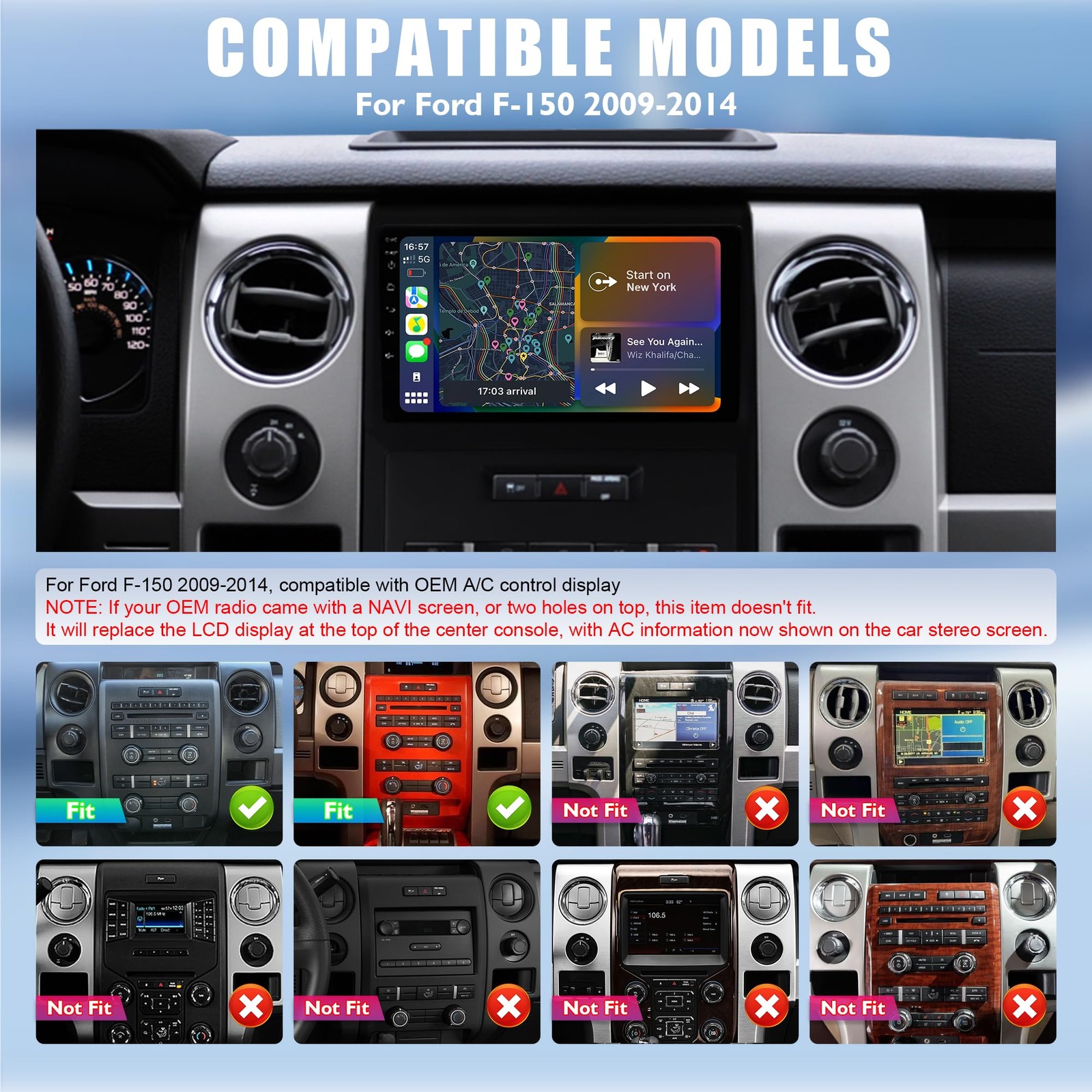 8 Core 4+32G Car Radio for Ford F150 2009-2014 with Wireless CarPlay & Androi…