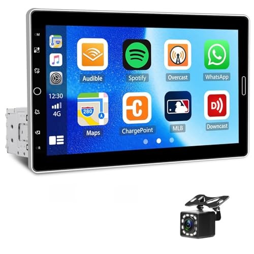 Single Din Car Stereo with Wireless Carplay Android Auto 10.1 Inch IPS P2