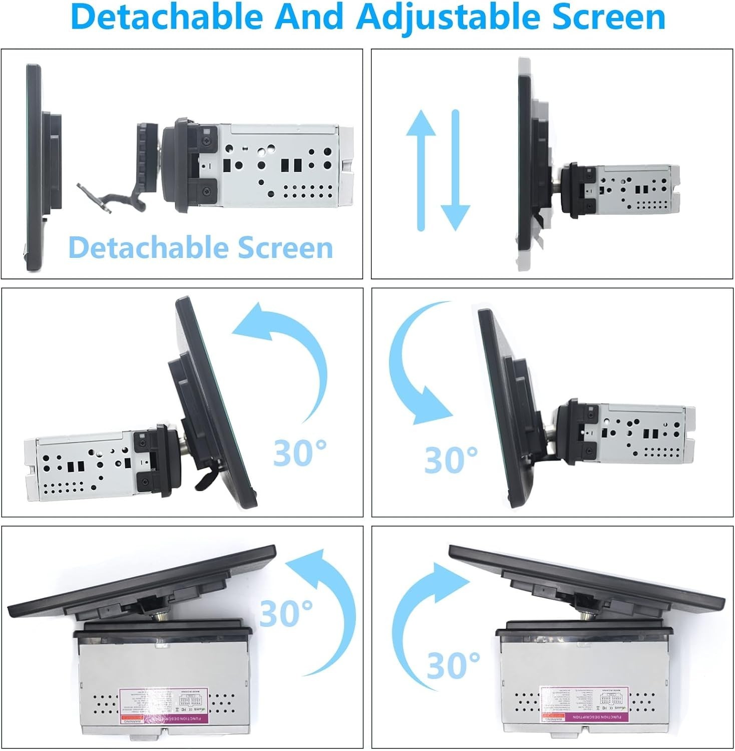 10.1″ Detachable Adjustable Single Din Car Stereo W/L Carplay Android Auto