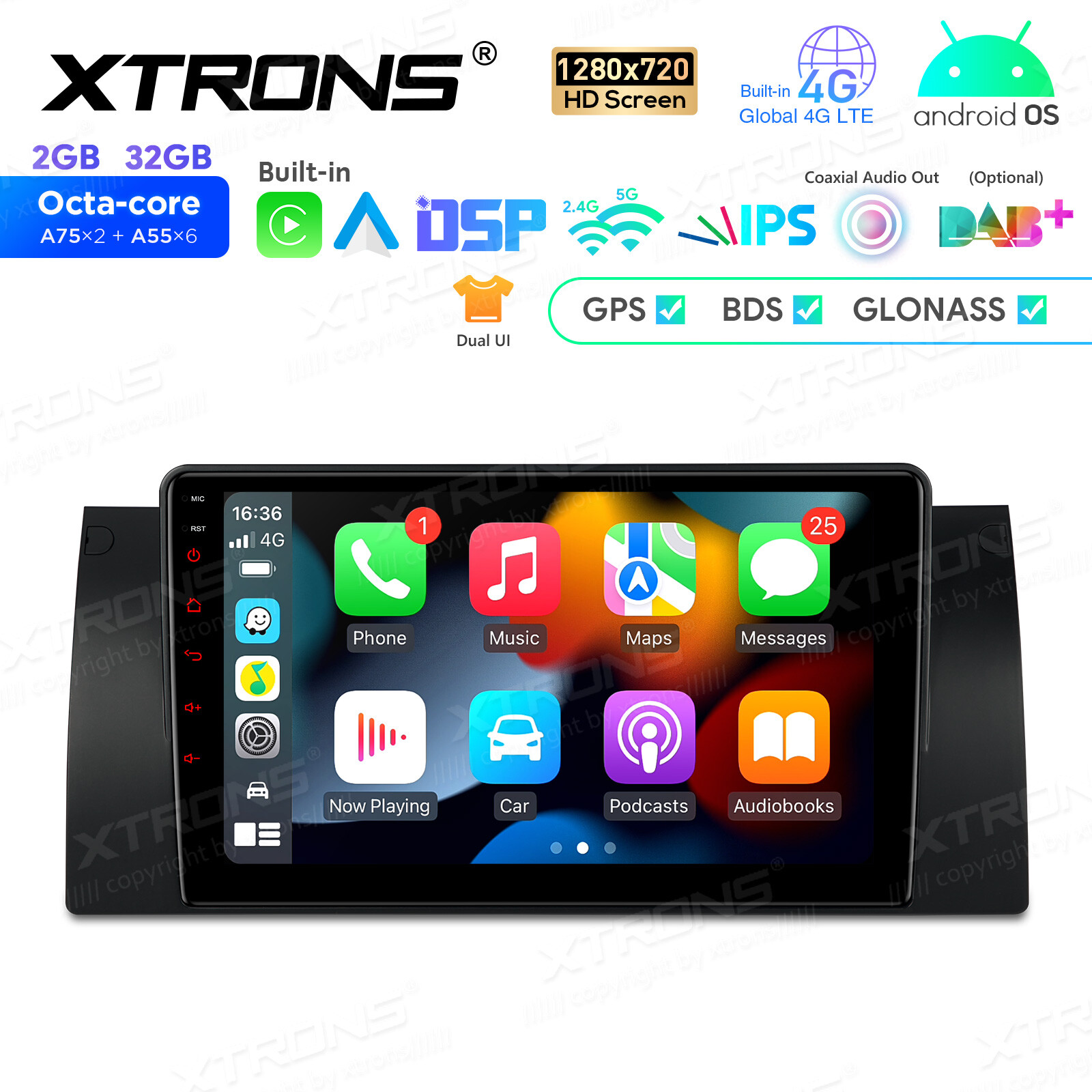 For BMW X5 E53 Car Stereo Radio GPS Navi 9″ IPS Android 13 Qcta-Core 2+32GB