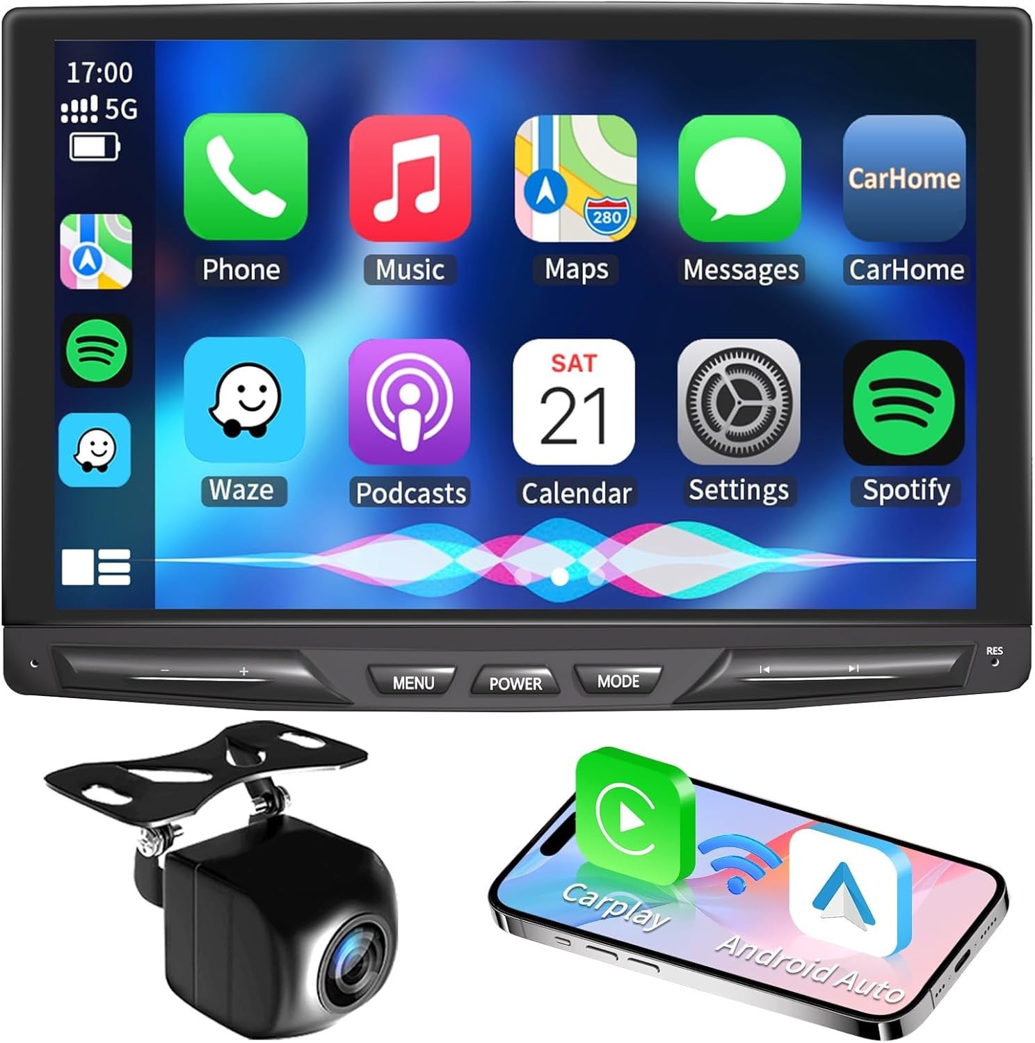 10.1″ Detachable Adjustable Single Din Car Stereo W/L Carplay Android Auto