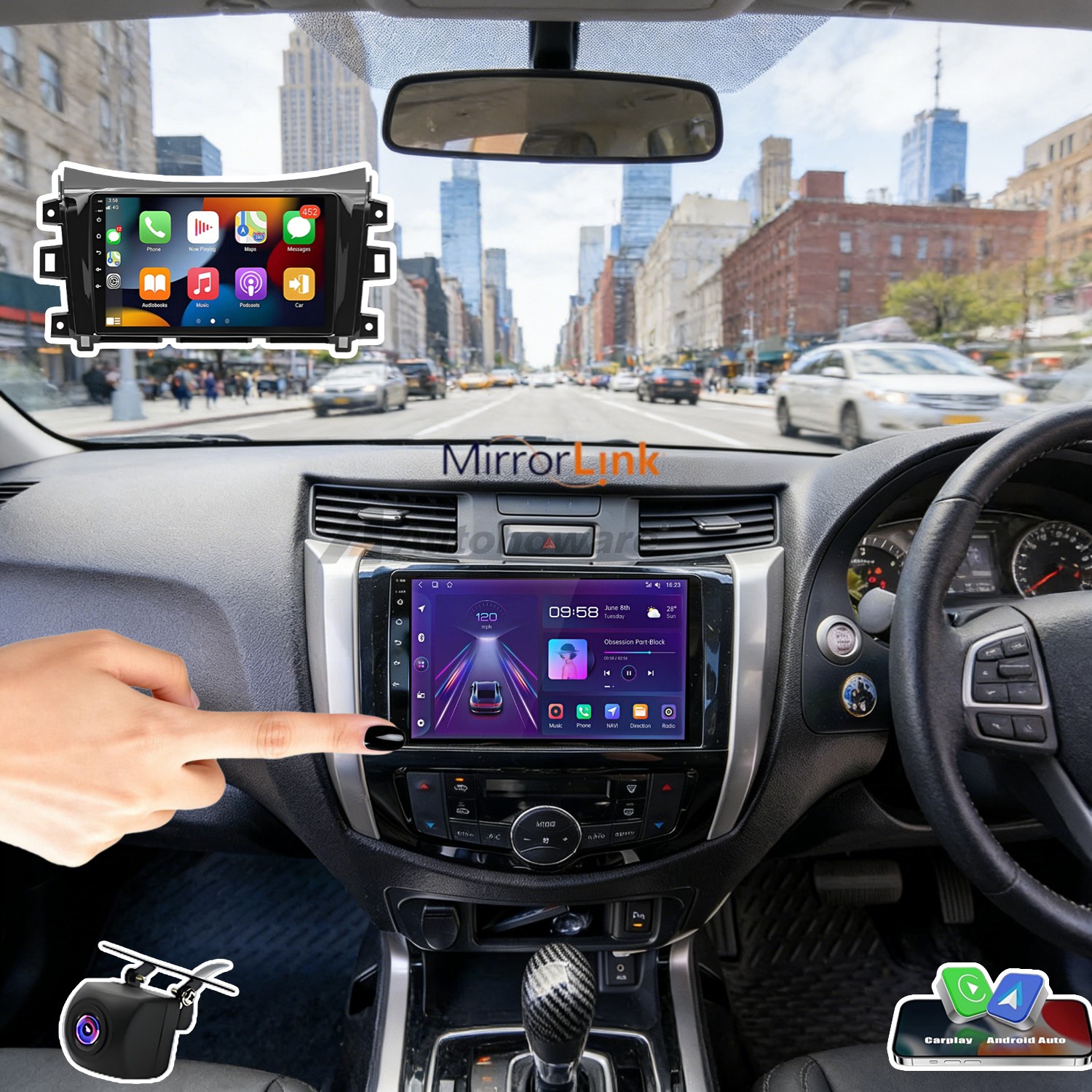 ANDROID 13 CAR STEREO GPS FOR NISSAN NAVARA 2015-2018 APPLE CARPLAY GPS 2GB+64GB