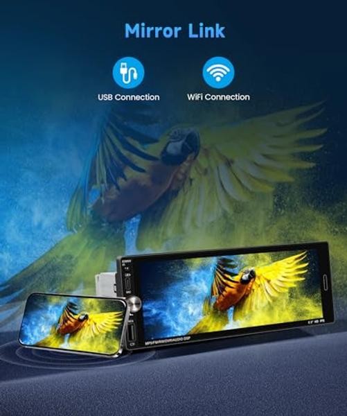 6.9 Inch Single Din Car Stereo with Wireless CarPlay/Android Auto/Mirror
