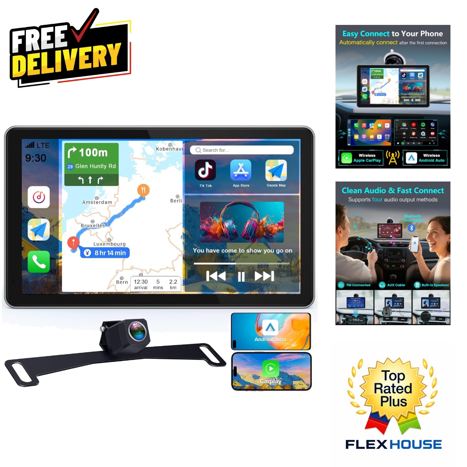 Seamless 7″ Wireless Car Display with Clear Backup Camera for Easy Parking