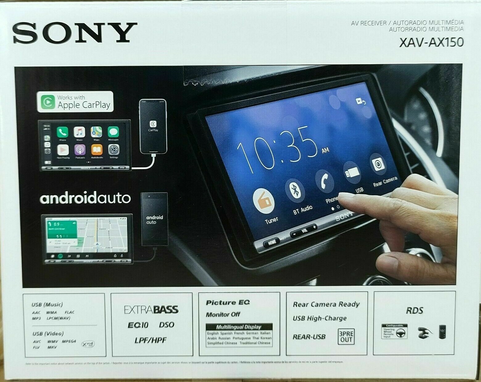 Sony XAV-AX150 Bluetooth 7″ Android Auto Apple CarPlay Multimedia USB Aux 55w x4