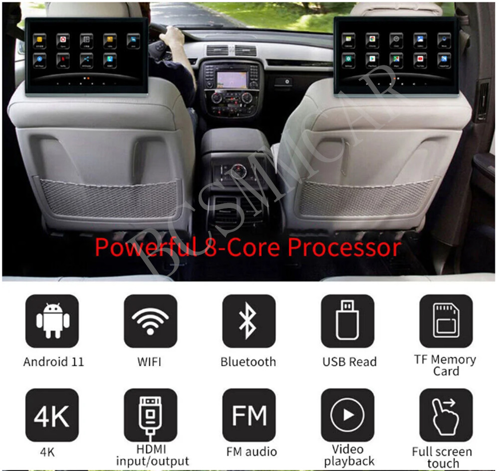 Dual HMDI Car Headrest Monitor Rear Seat Entertainment TV Video Music Player