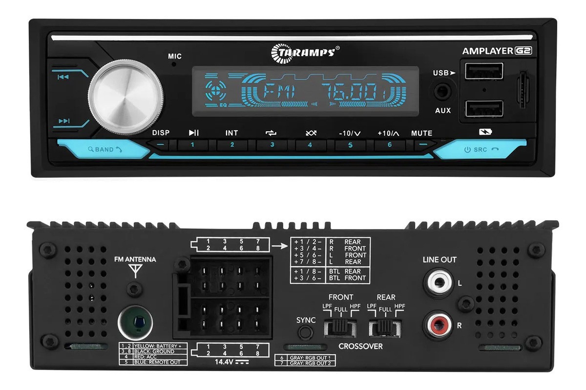 Radio Player Mp3 Taramps Amplayer Bluetooth Usb 400W Rms 4x100W Car Sound Launch