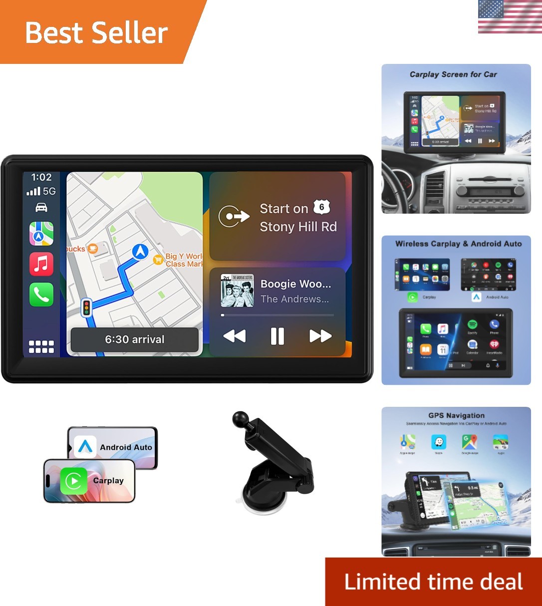 7″ CarPlay & Android Auto Touch Screen – Effortless Connectivity & Safety