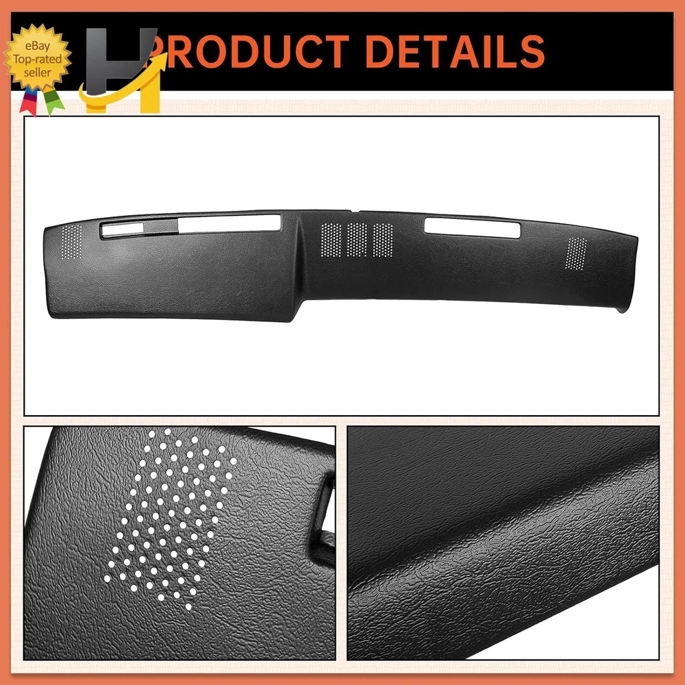 Black Dashboard Cover Compatible with 1981-1991 Chevrolet GMC C/K/R/V
