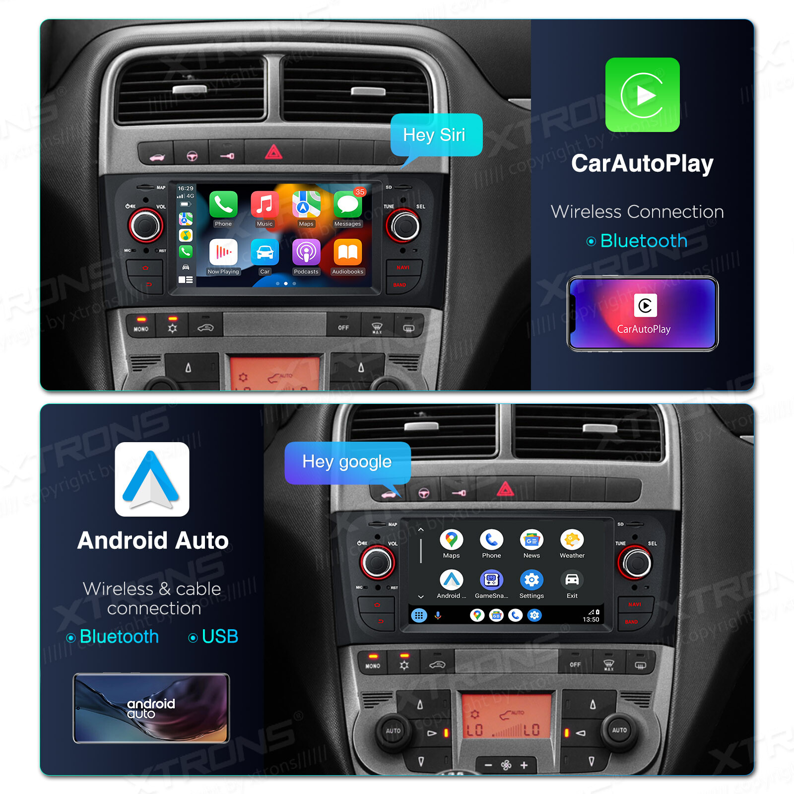 6.1″ Android 13 8-Core Car Stereo GPS CarPlay 4+64GB For Fiat Grande Punto Linea
