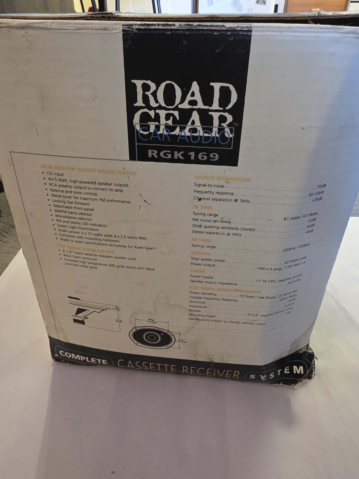 ROAD GEAR Car Audio RGK169 Cassette Receiver, Speakers, Complete System NEW Vint