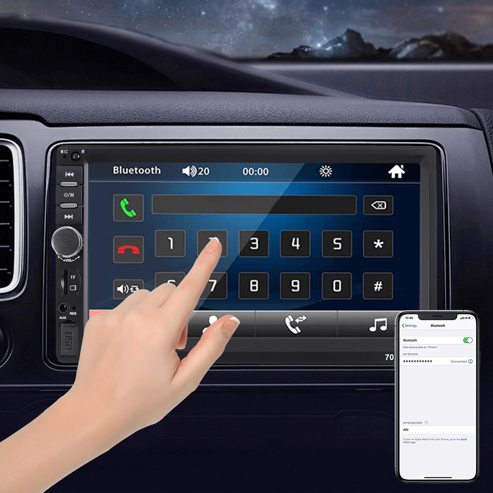 7″ Double Din Touch Screen Apple Android Auto Car Stereo Radio Bluetooth