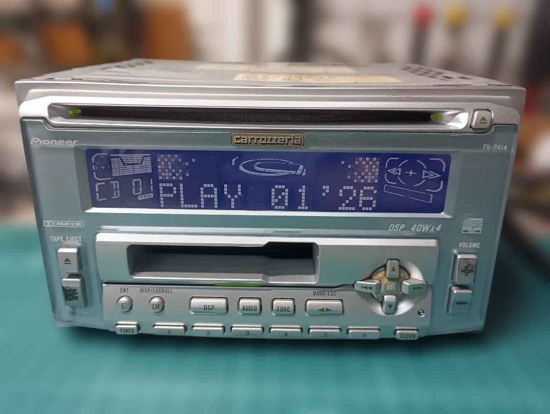 Tested Pioneer Carrozzeria FH-P414 2DIN CD Cassette Deck Car Audio Player